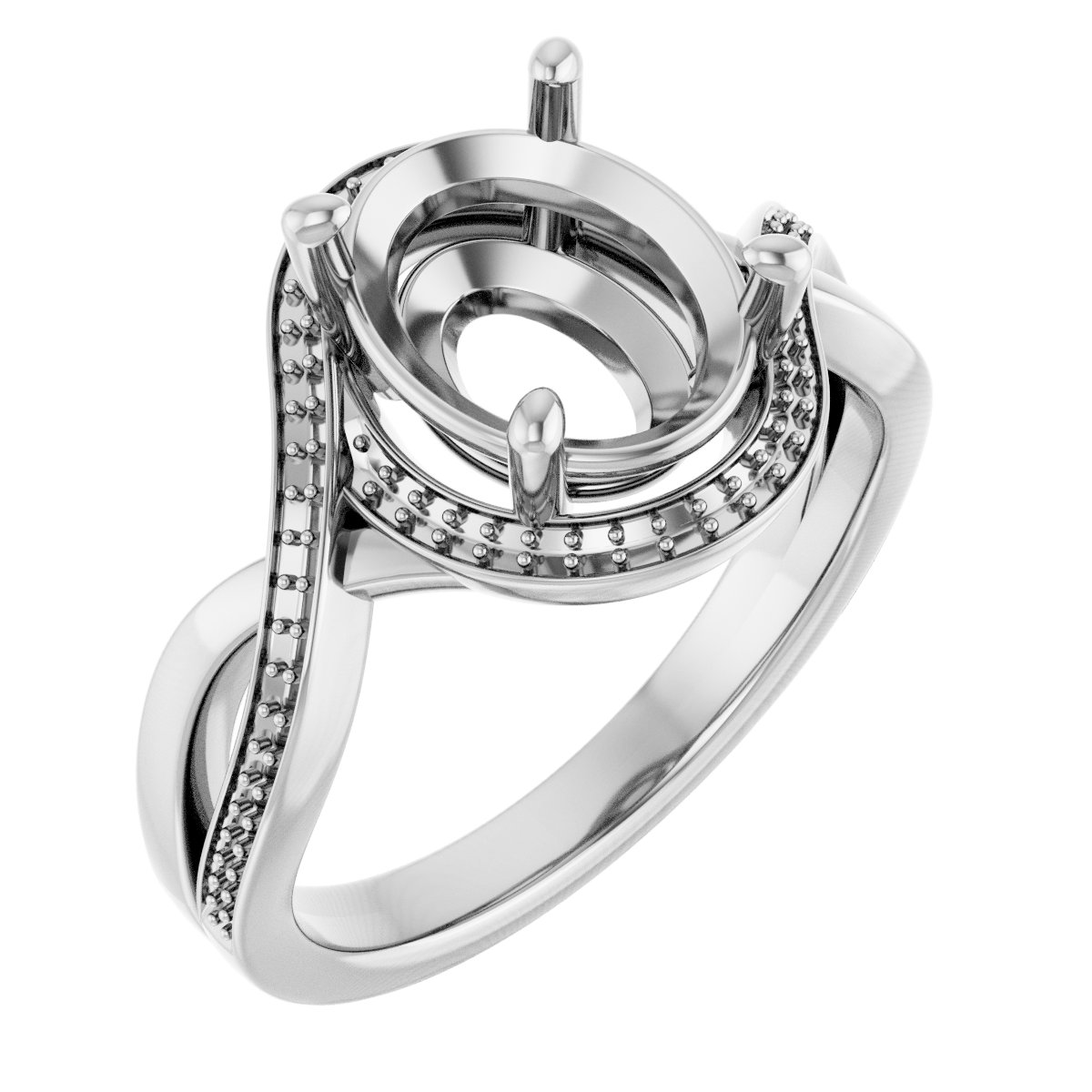 Halo-Style Bypass Engagement Ring