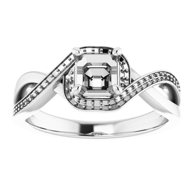 10x10 mm Square Bypass Halo-Style Engagement Ring Mounting view 3