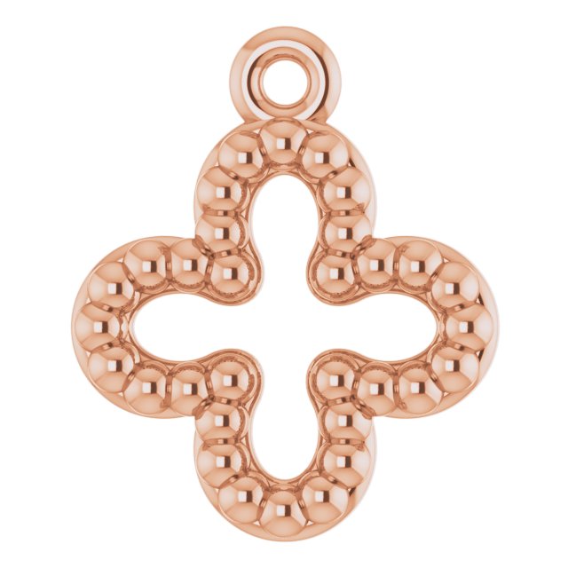 14K Rose Beaded Clover Pendant