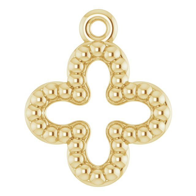 14K Yellow Beaded Clover Pendant