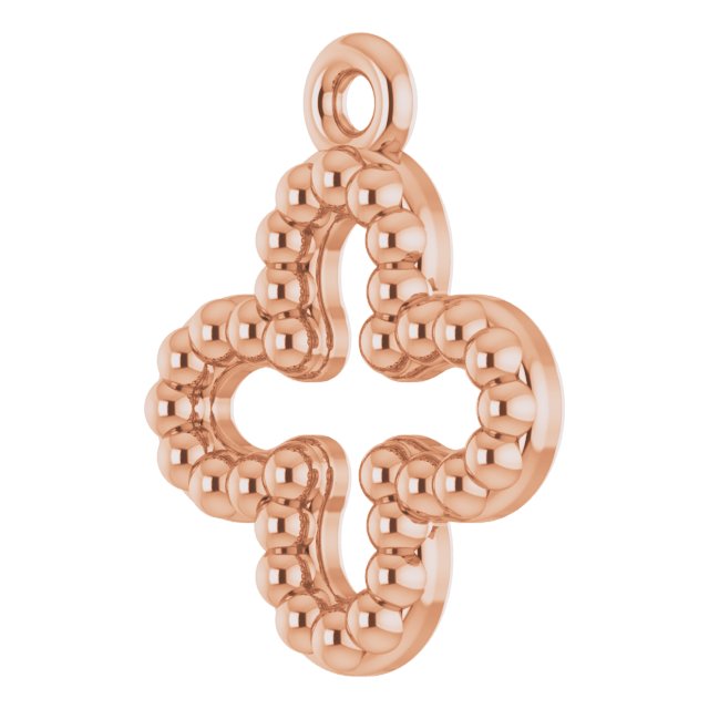 14K Rose Beaded Clover Pendant