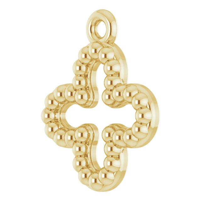 14K Yellow Beaded Clover Pendant
