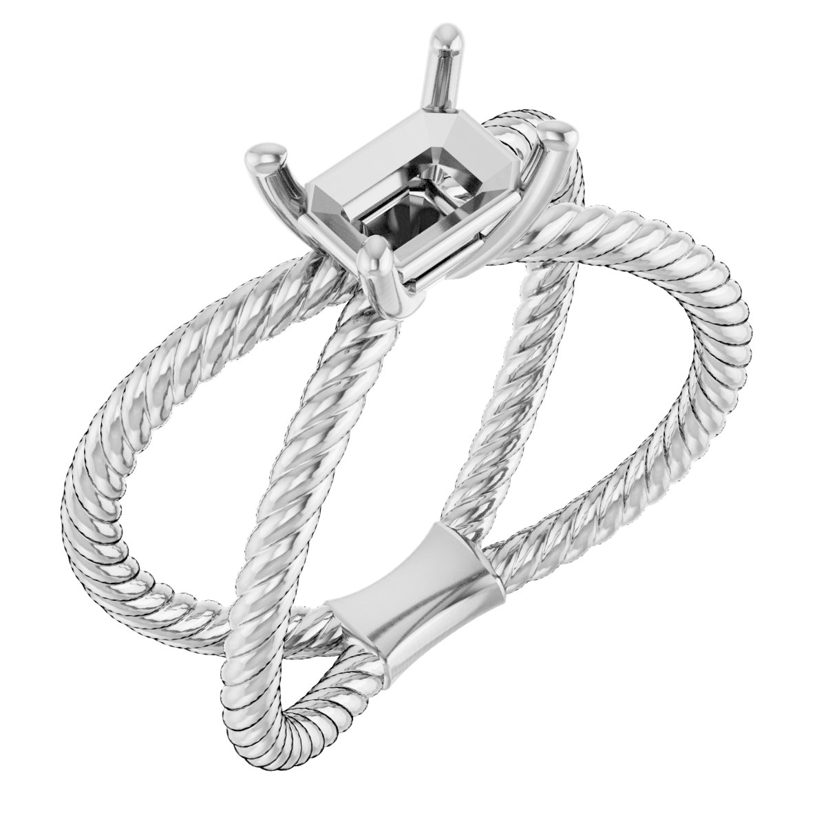 Solitaire Criss-Cross Rope Ring
