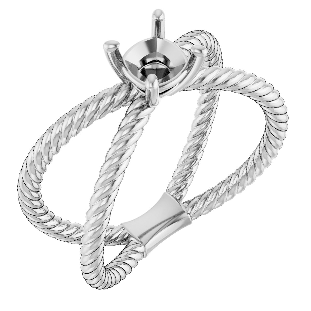 Solitaire Criss-Cross Rope Ring