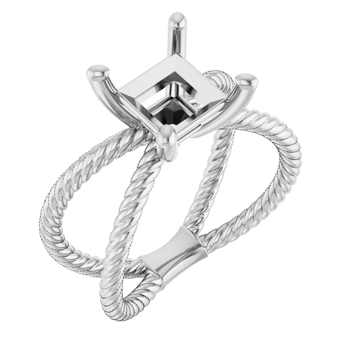 Solitaire Criss-Cross Rope Ring