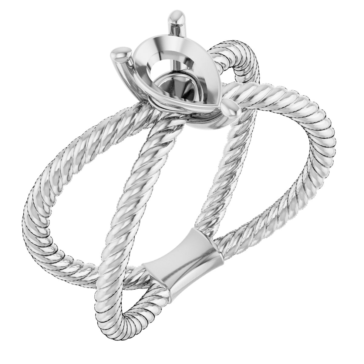 Solitaire Criss-Cross Rope Ring