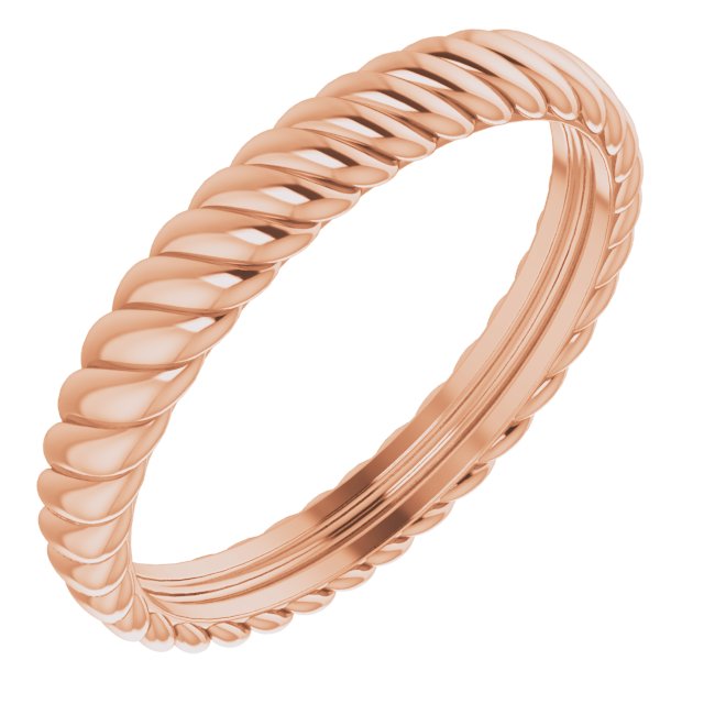 14K Rose 3.5 mm Rope Band Size 10.5
