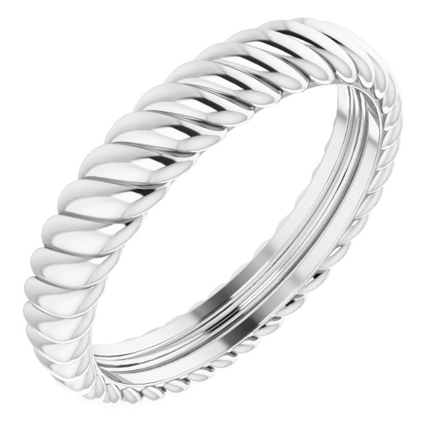 14K White 3.5 mm Rope Band Size 6
