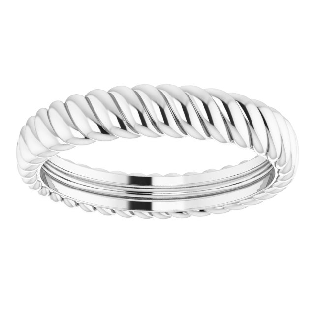 14K White 3.5 mm Rope Band Size 6