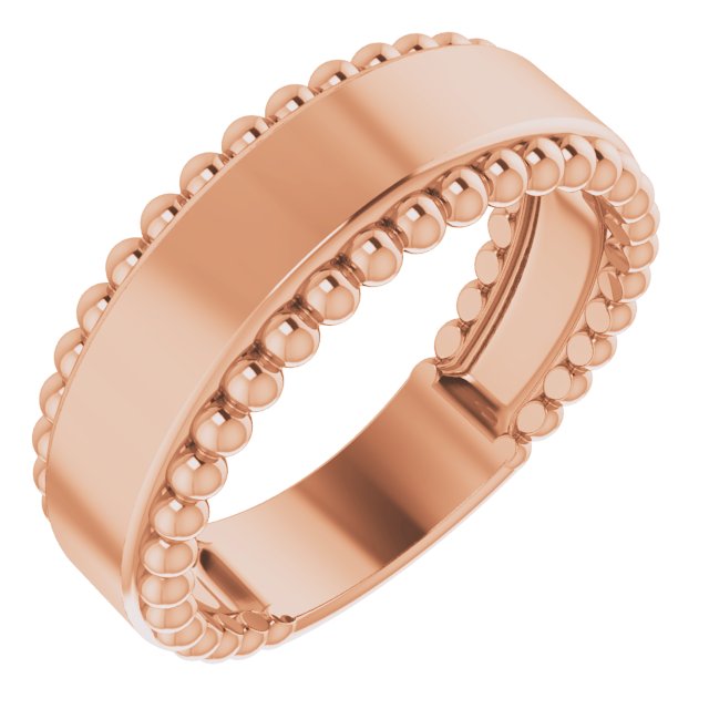 14K Rose Engravable Beaded Ring