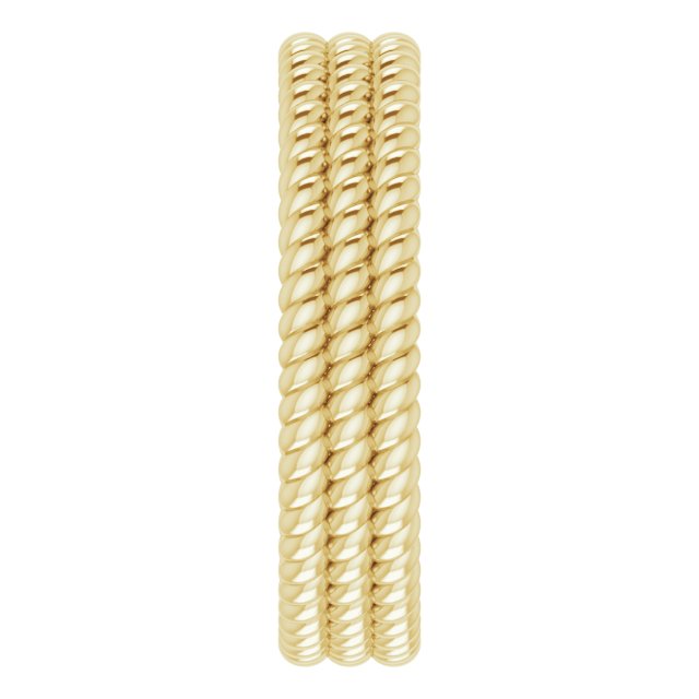 14K Yellow 5.25 mm 3-Layered Stacked Rope Band Size 6