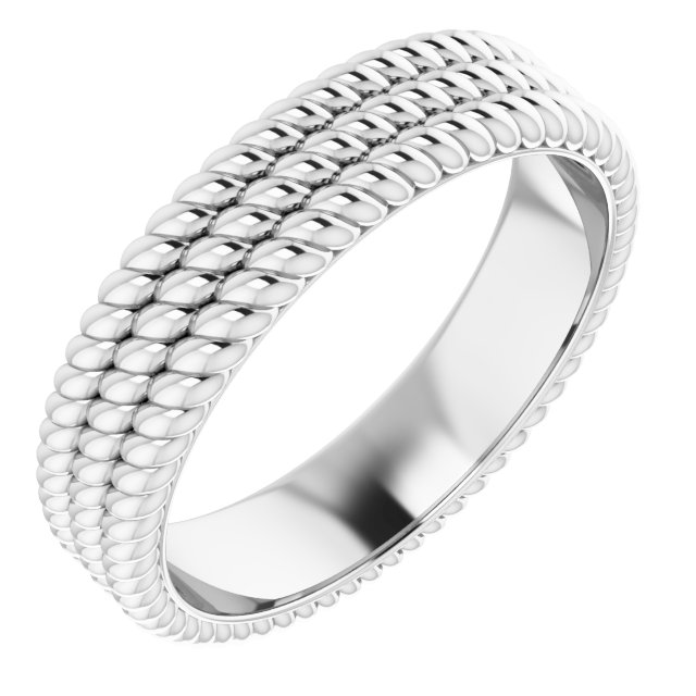 Platinum 5.25 mm 3-Layered Stacked Rope Band Size 5