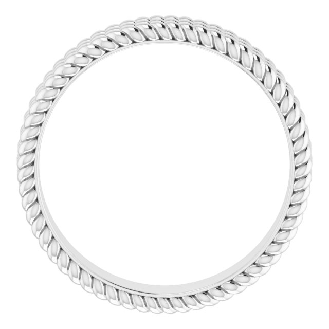 14K White 5.25 mm 3-Layered Stacked Rope Band Size 6