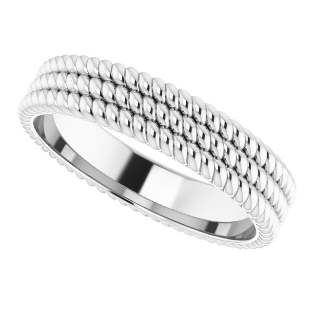 14K White 5.25 mm 3-Layered Stacked Rope Band Size 7
