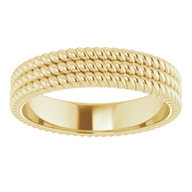 14K Yellow 5.25 mm 3-Layered Stacked Rope Band Size 6