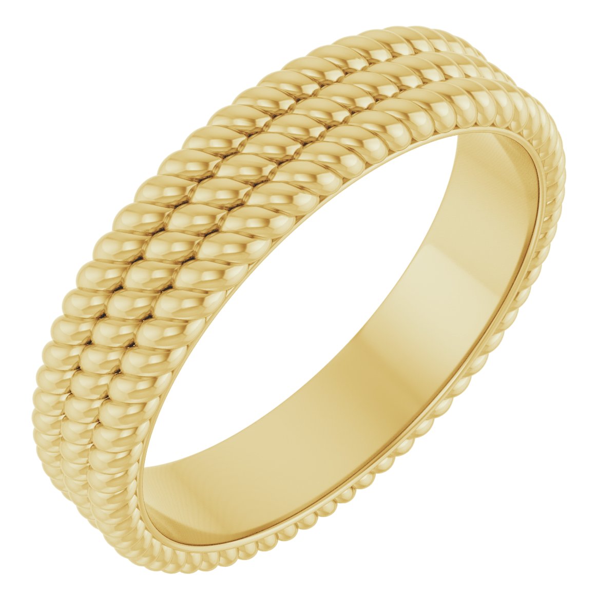 14K Yellow 5.25 mm 3-Layered Stacked Rope Band Size 6