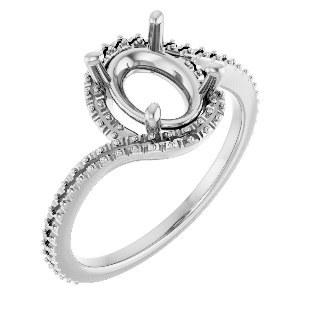 Halo-Style Bypass Engagement Ring