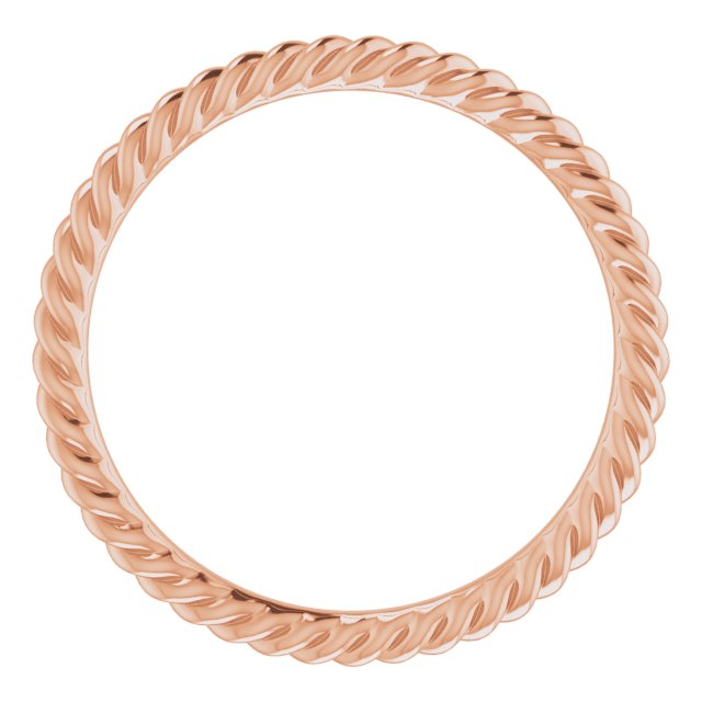 14K Rose 1.3 mm Skinny Rope Band Size 4.5