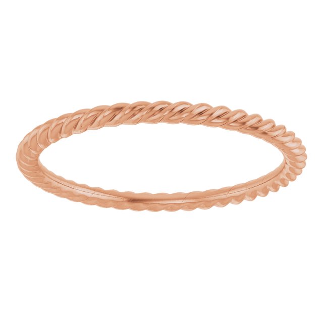 14K Rose 1.3 mm Skinny Rope Band Size 7