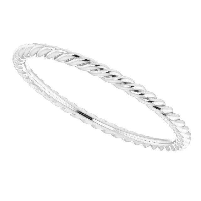 14K White 1.3 mm Skinny Rope Band Size 7.5