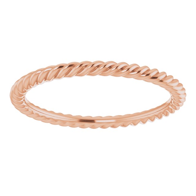 14K Rose 1.3 mm Skinny Rope Band Size 4.5
