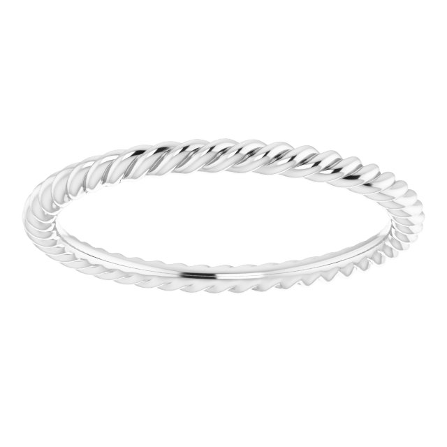 14K White 1.3 mm Skinny Rope Band Size 4.5