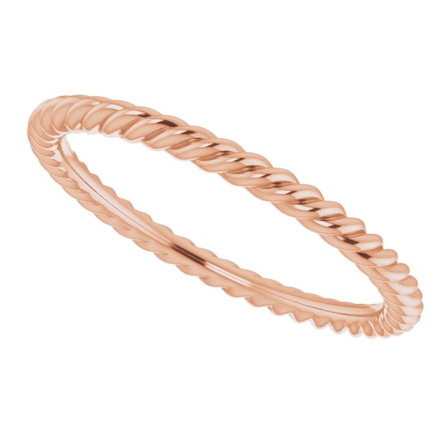 14K Rose 1.3 mm Skinny Rope Band Size 4