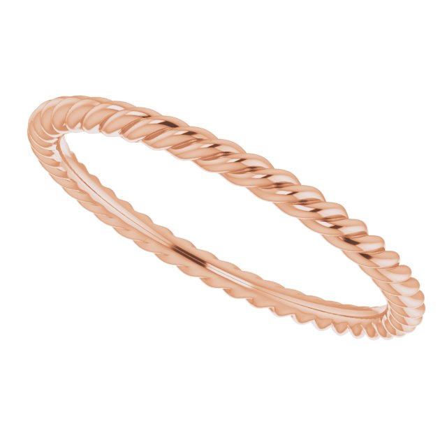 14K Rose 1.3 mm Skinny Rope Band Size 5
