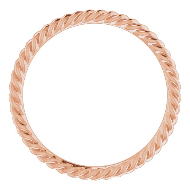 14K Rose 1.3 mm Skinny Rope Band Size 6