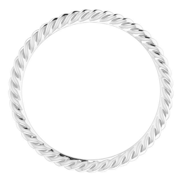 14K White 1.3 mm Skinny Rope Band Size 6