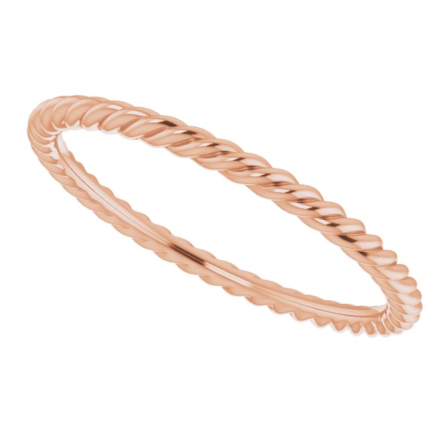 14K Rose 1.3 mm Skinny Rope Band Size 6.5