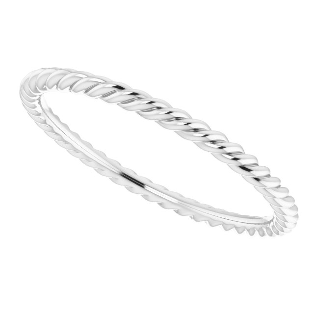 14K White 1.3 mm Skinny Rope Band Size 6.5