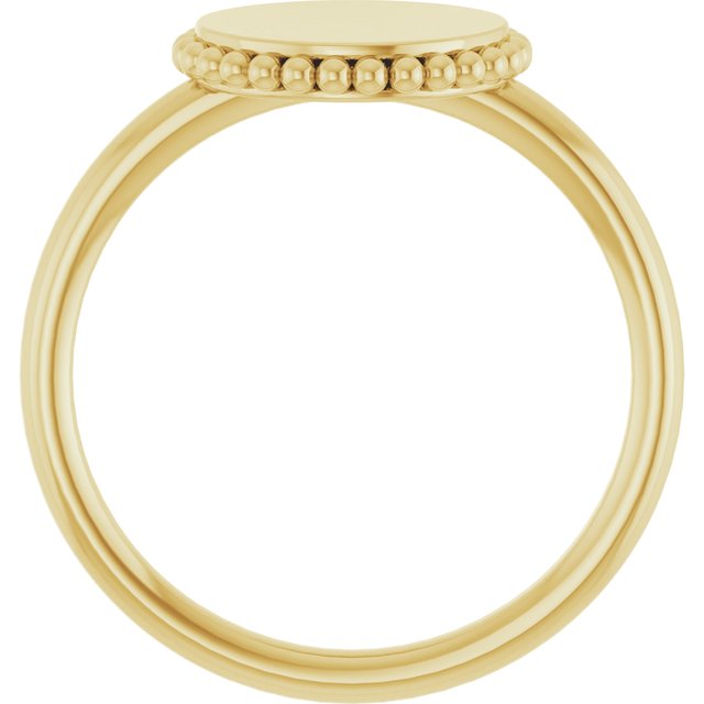 14K Yellow Engravable Beaded Ring