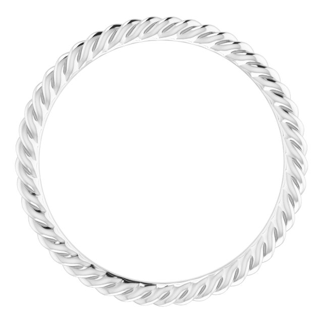 14K White 1.3 mm Skinny Rope Band Size 5.5