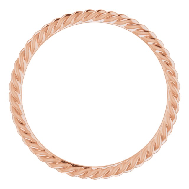 18K Rose 1.3 mm Skinny Rope Band Size 7