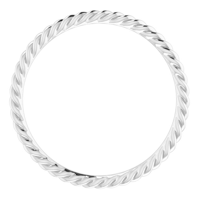 14K White 1.3 mm Skinny Rope Band Size 8