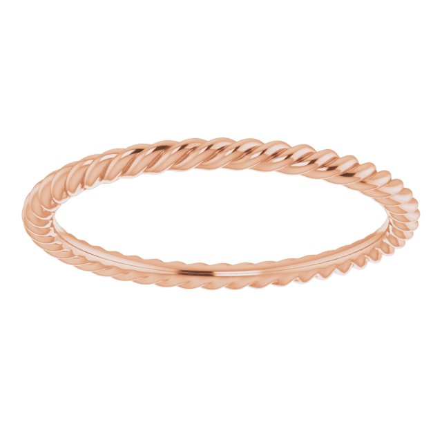 14K Rose 1.3 mm Skinny Rope Band Size 6