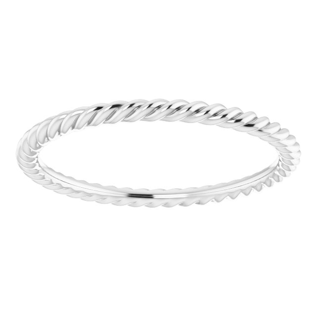 14K White 1.3 mm Skinny Rope Band Size 6