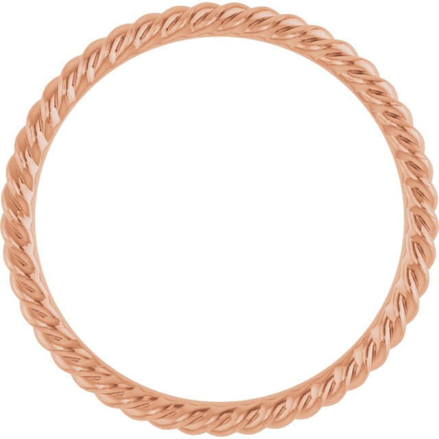 14K Rose 1.5 mm Skinny Rope Band Size 7