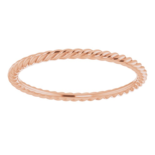 18K Rose 1.3 mm Skinny Rope Band Size 7