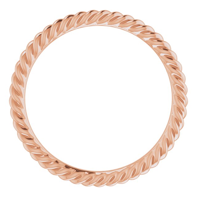 14K Rose 1.3 mm Skinny Rope Band Size 4