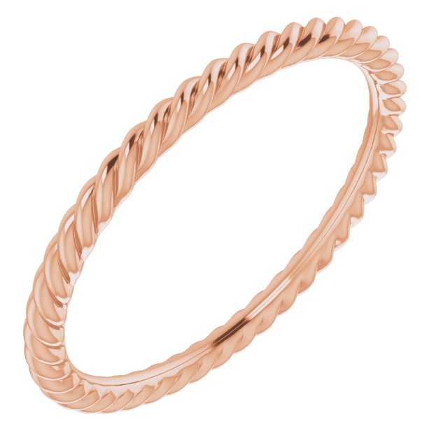 14K Rose 1.3 mm Skinny Rope Band Size 6