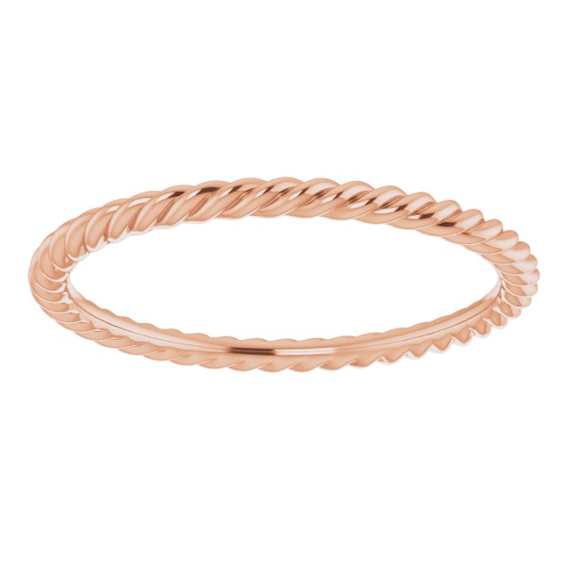 14K Rose 1.3 mm Skinny Rope Band Size 6.5