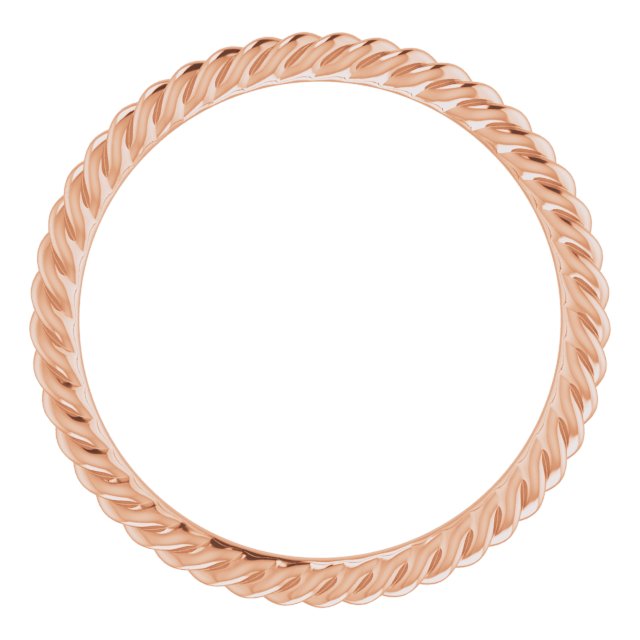 14K Rose 1.3 mm Skinny Rope Band Size 5