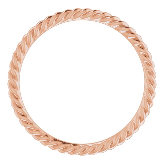 14K Rose 1.3 mm Skinny Rope Band Size 6.5