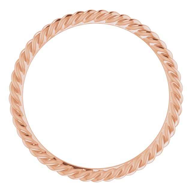14K Rose 1.5 mm Skinny Rope Band Size 6.5