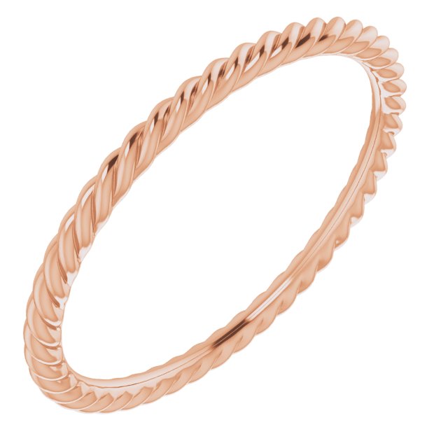 10K Rose 1.5 mm Skinny Rope Band Size 8