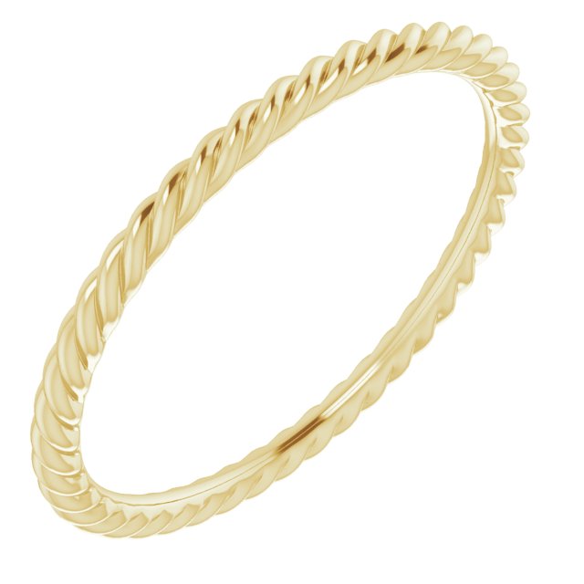 14K Yellow 1.3 mm Skinny Rope Band Size 8