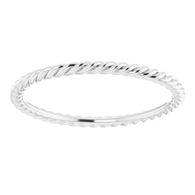 14K White 1.3 mm Skinny Rope Band Size 7.5