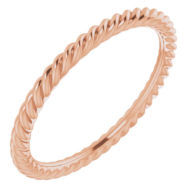 14K Rose 1.3 mm Skinny Rope Band Size 4